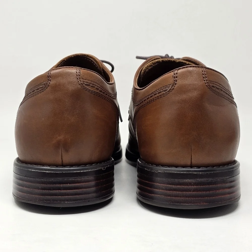 Johnston & Murphy Mens Size 11M Branning Cap Toe Tan Sheepskin Brown Oxford Shoe